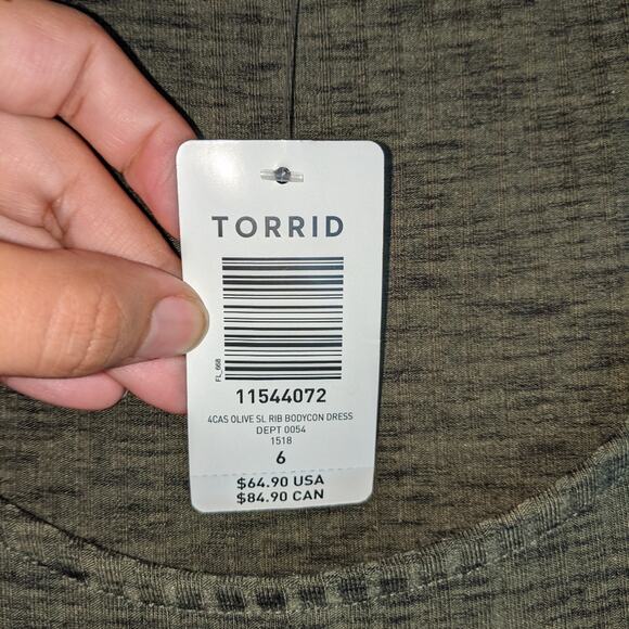 Torrid Olive Green Rib Knit Bodycon Midi Tank Dress 6x - Picture 7 of 12